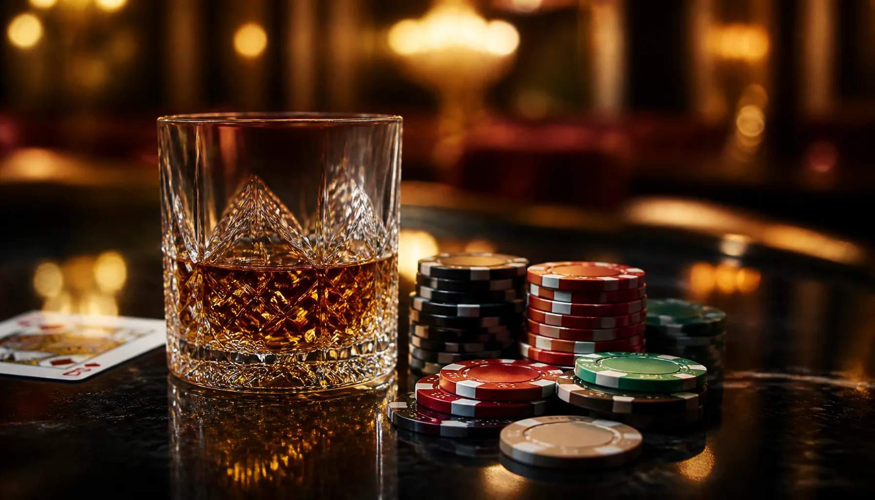Ornate golden treasure chest overflowing with gleaming coins and jewels on a dark velvet surface with warm cinematic lighting