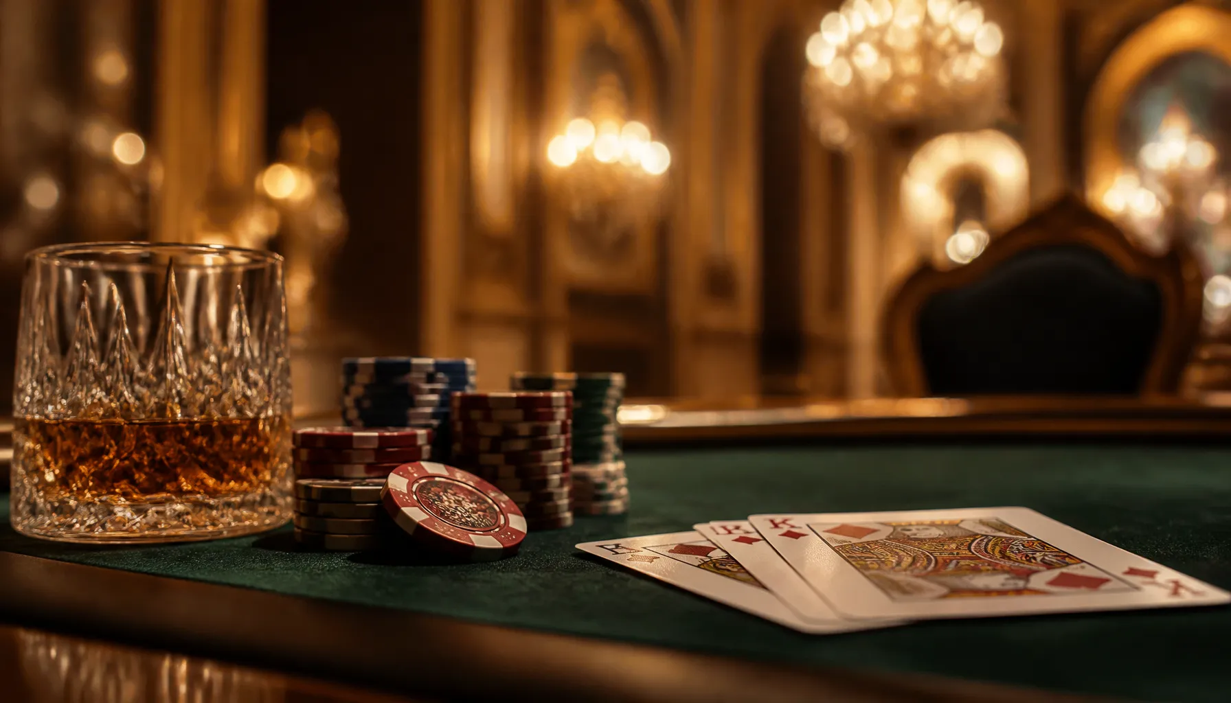 Ornate golden treasure chest overflowing with gleaming coins and jewels on a dark velvet surface with warm cinematic lighting